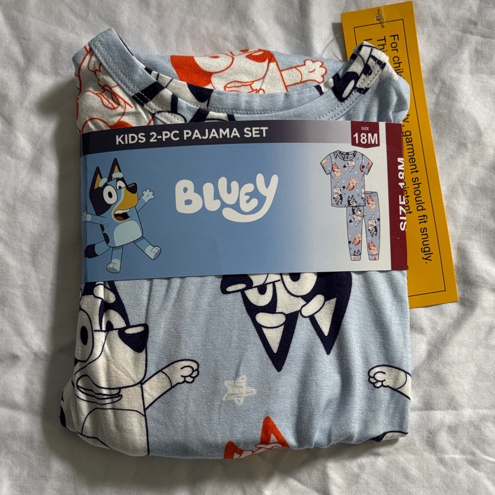 Cartoon Network Light Blue Pajama Set with Navy & Orange Accents